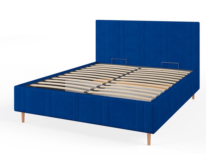 Кровать Афина-2 160х200 синего цвета с подъемным механизмом - купить Кровати для спальни по цене 38192.0