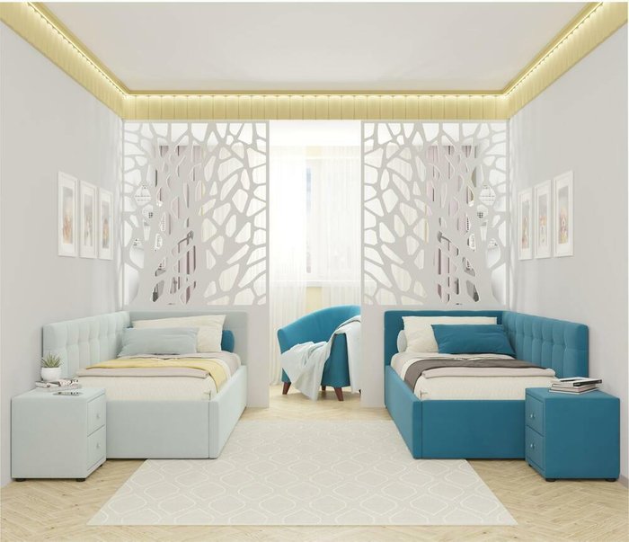 Кровать Bonna 90х200 с подъемным механизмом светло-синего цвета - купить Кровати для спальни по цене 28500.0
