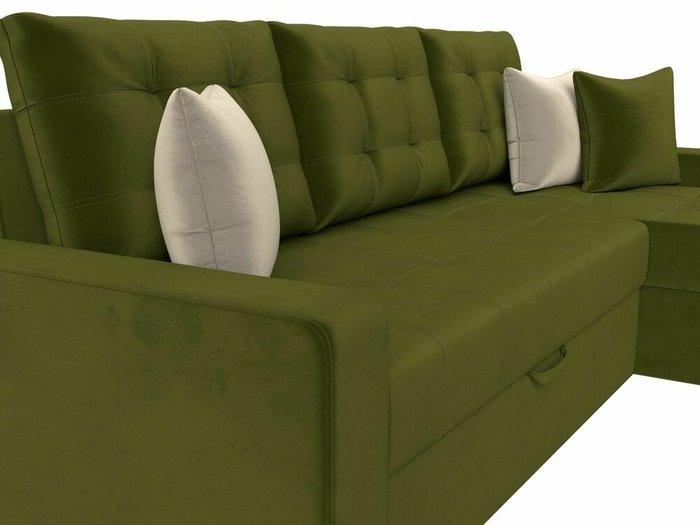 Угловой диван-кровать Ливерпуль зеленого цвета правый угол - лучшие Угловые диваны в INMYROOM