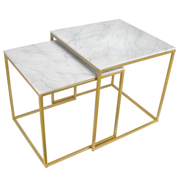Набор из двух журнальных столиков МеталлАрт М002 бело-золотого цвета - купить Журнальные столики по цене 9231 Набор из двух журнальных столиков МеталлАрт М002 бело-золотого цвета - купить Журнальные столики по цене 9231