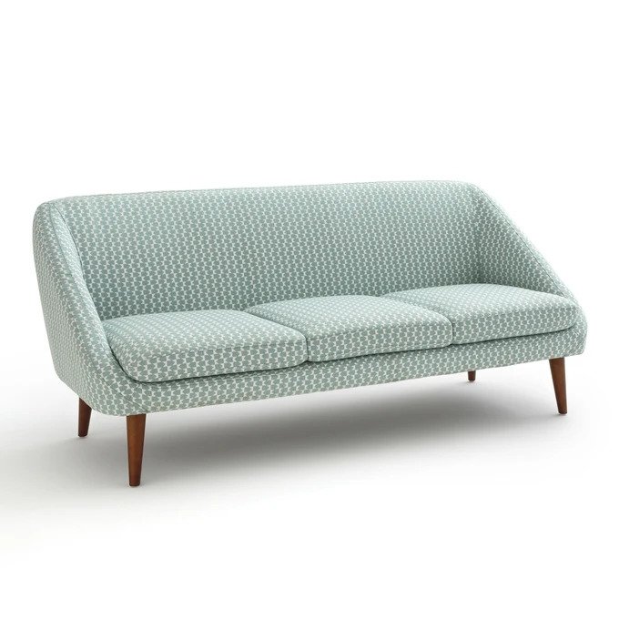 Прямой диван трехместный Smon бело-голубого цвета  