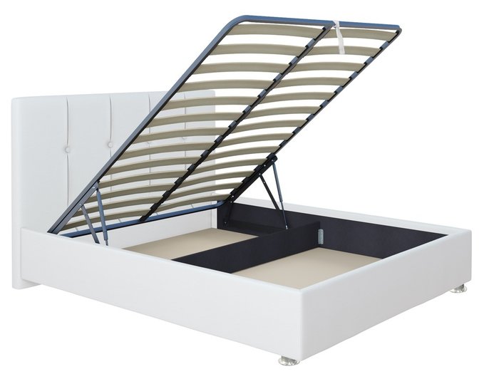 Кровать Ливери 140х200 белого цвета с подъемным механизмом - купить Кровати для спальни по цене 25513.0