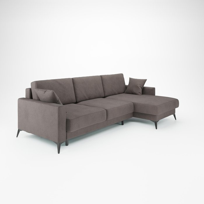 Угловой диван-кровать Наоми серо-коричневого цвета правый 