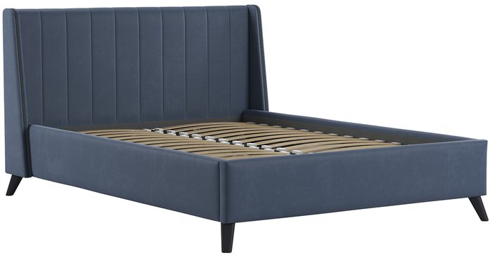 Кровать Виола 160х200 синего цвета без подъемного механизма - купить Кровати для спальни по цене 34000.0