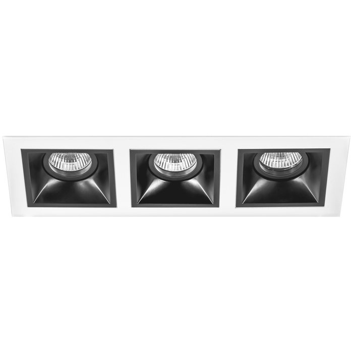 Набор из трех светильников и рамки Domino из металла черно-белого цвета - лучшие Встраиваемые споты в INMYROOM