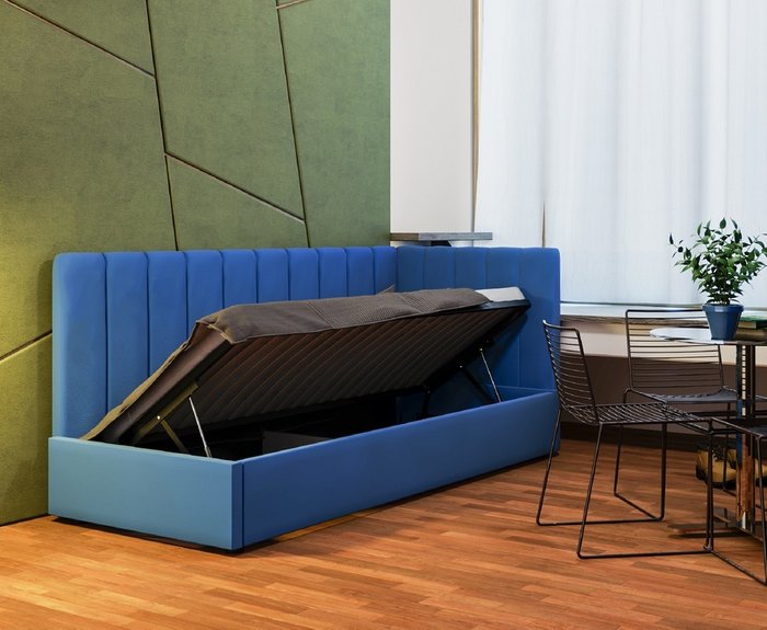 Кровать с подъемным механизмом Ain 90х200 синего цвета - купить Кровати для спальни по цене 25307.0