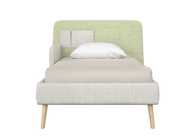 Кровать Soft 90х200 бежево-зеленого цвета - купить Одноярусные кроватки по цене 40900.0