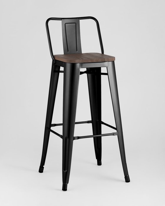 Стул барный Tolix Wood черного цвета - купить Барные стулья по цене 6990.0