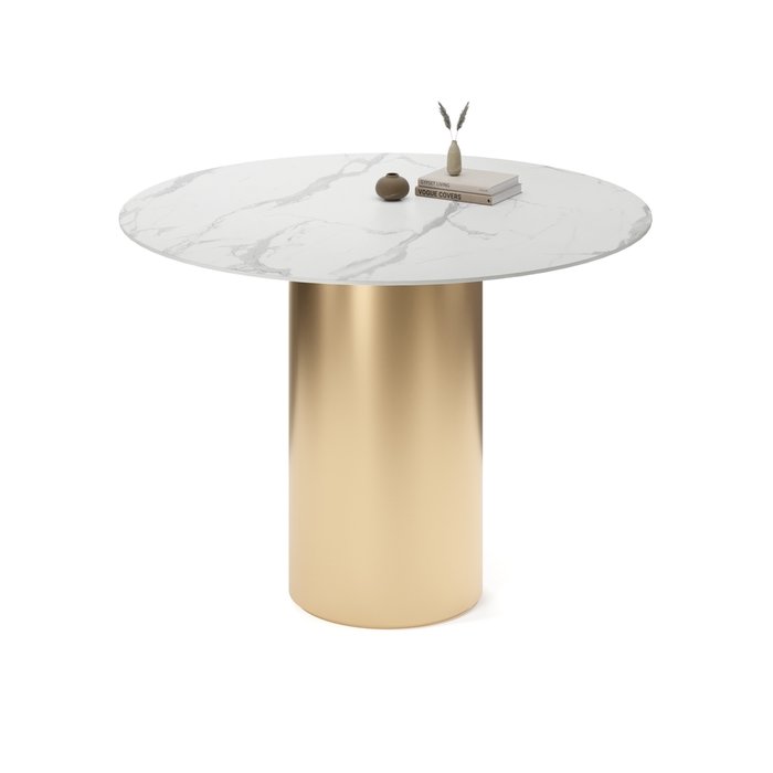 Обеденный стол круглый Вуррен на золотом основании - купить Обеденные столы по цене 58065.0