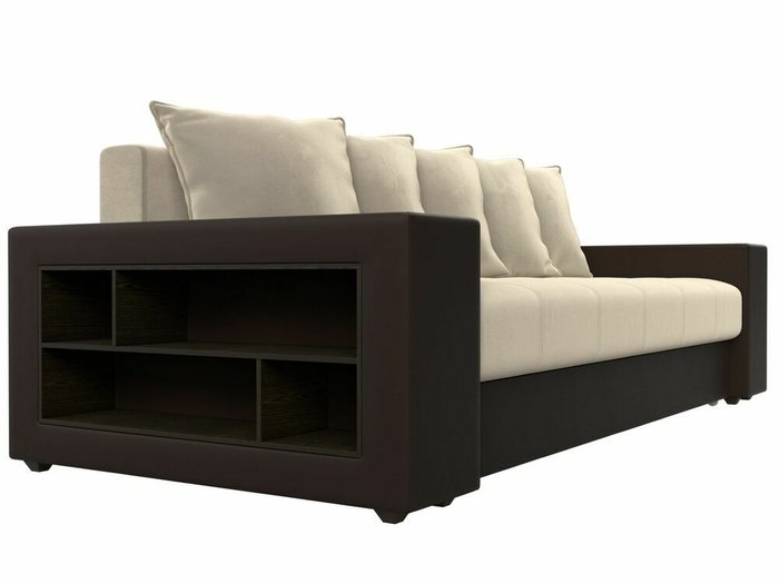 Прямой диван-кровать Дубай бежево-коричневого цвета (ткань/экокожа)  - лучшие Прямые диваны в INMYROOM
