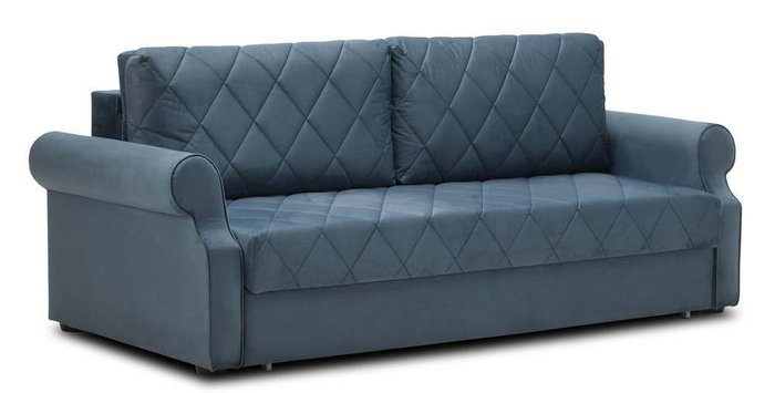 Прямой диван-кровать Белла синего цвета