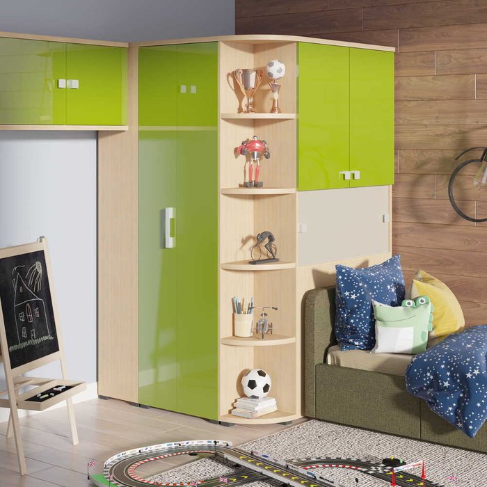 Шкаф угловой Тиана зеленого цвета - купить Детские шкафы по цене 122587.0
