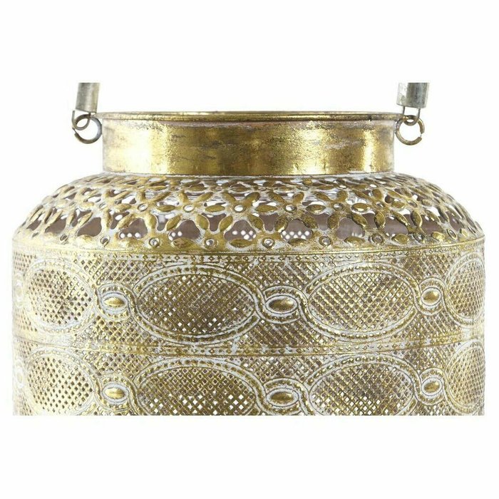 Фонарь DKD Home Decor 26,5 x 26,5 x 22 cm Отделка состаренная Стеклянный Позолоченный Металл Араб - лучшие Подсвечники в INMYROOM