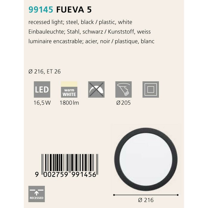 Светильник точечный Eglo Fueva 5 99145 - купить Накладные споты по цене 2490.0