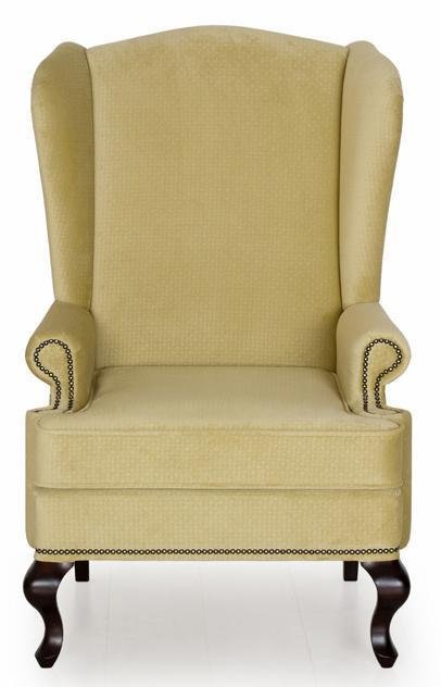 Кресло английское Биг Бен с ушками дизайн 35 желто-зеленого цвета  - купить Интерьерные кресла по цене 27850.0