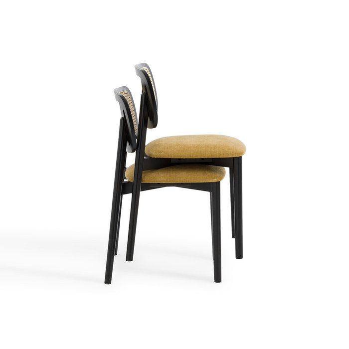 Комплект из двух стульев из бука и плетения Rivio желтого цвета - лучшие Обеденные стулья в INMYROOM