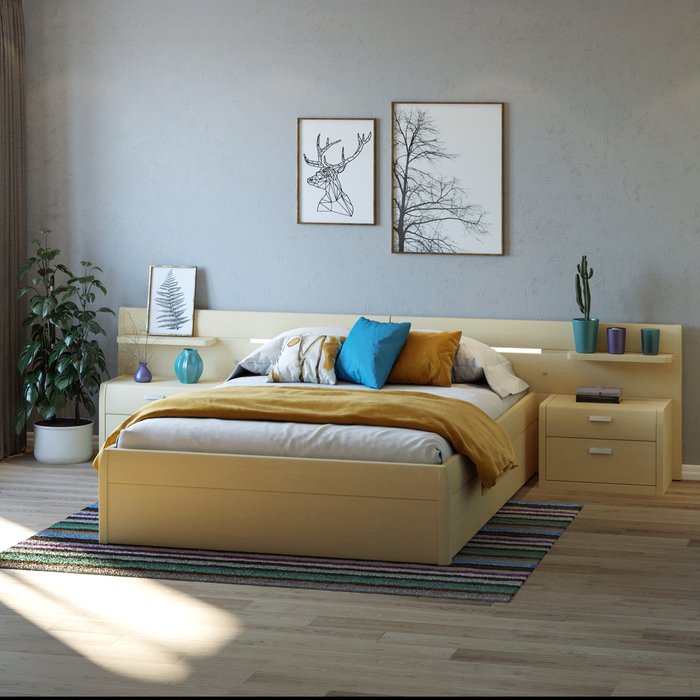 Кровать Илона 160х200 бежевого цвета с подъемным механизмом  - купить Кровати для спальни по цене 36568.0