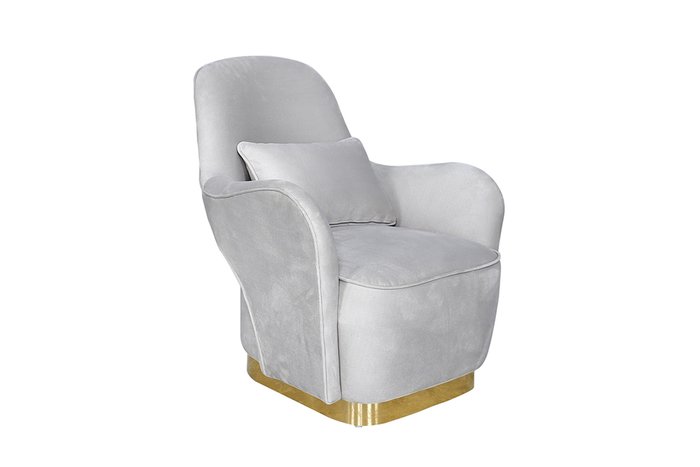 Кресло в обивке из велюра серо-кремового цвета - купить Интерьерные кресла по цене 44640.0