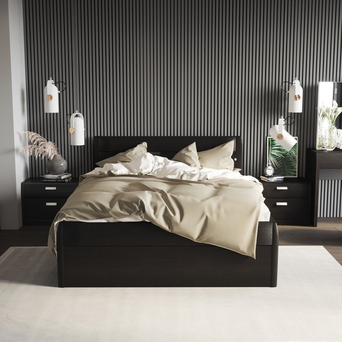 Кровать Илона 160х200 темно-коричневого цвета с подъемным механизмом 