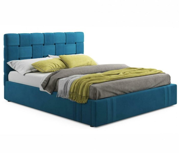 Кровать Tiffany 160х200 с подъемным механизмом и матрасом синего цвета