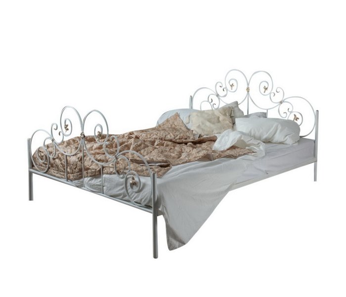 Кованая кровать Афина 140х200 белого цвета