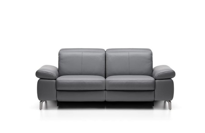 Прямой кожаный диван Tasman серого цвета
