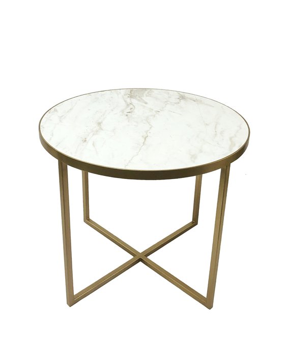 Круглый кофейный столик Корн с мраморной столешницей  - купить Кофейные столики по цене 75370.0