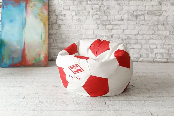 Кресло Мяч Спартак бело-красного цвета - лучшие Бескаркасная мебель в INMYROOM