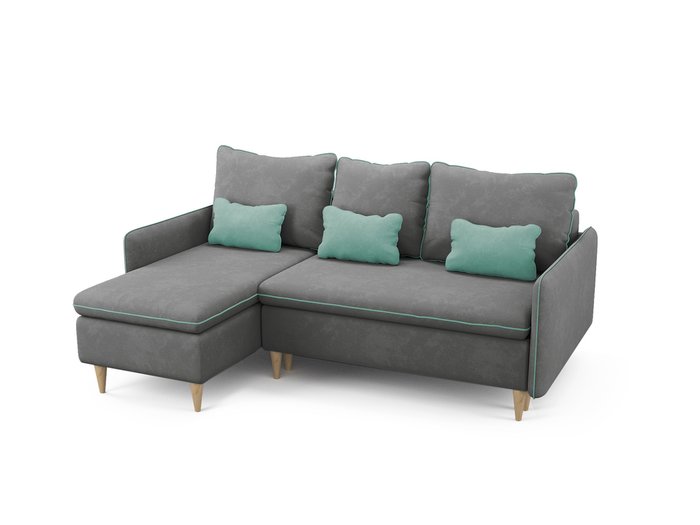 Угловой диван-кровать левый Ron серого цвета  - купить Угловые диваны по цене 68200.0