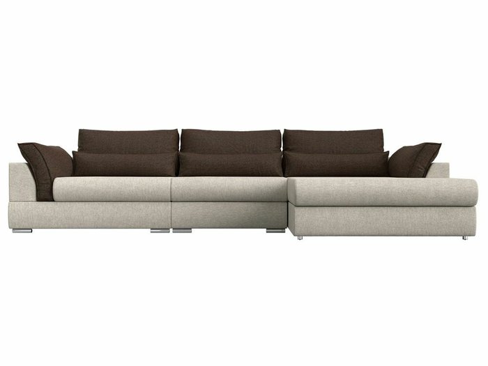 Угловой диван-кровать Пекин Long бежево-коричневого цвета угол правый - купить Угловые диваны по цене 111999.0