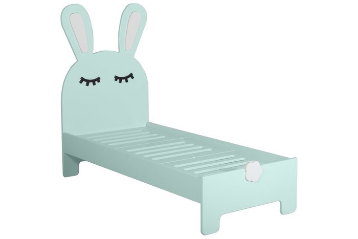 Детская кроватка Sleepy Bunny 70х160 цвета аква - купить Одноярусные кроватки по цене 44290.0