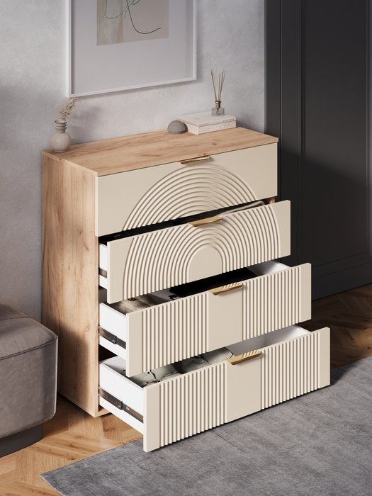 Комод для одежды Ингрия Luxe 4 бежевого цвета - купить Комоды по цене 25360 Комод для одежды Ингрия Luxe 4 бежевого цвета - купить Комоды по цене 25360