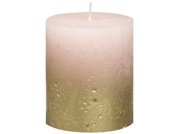 Свеча декоративная Rustic нежно розового цвета с вкраплениями золота