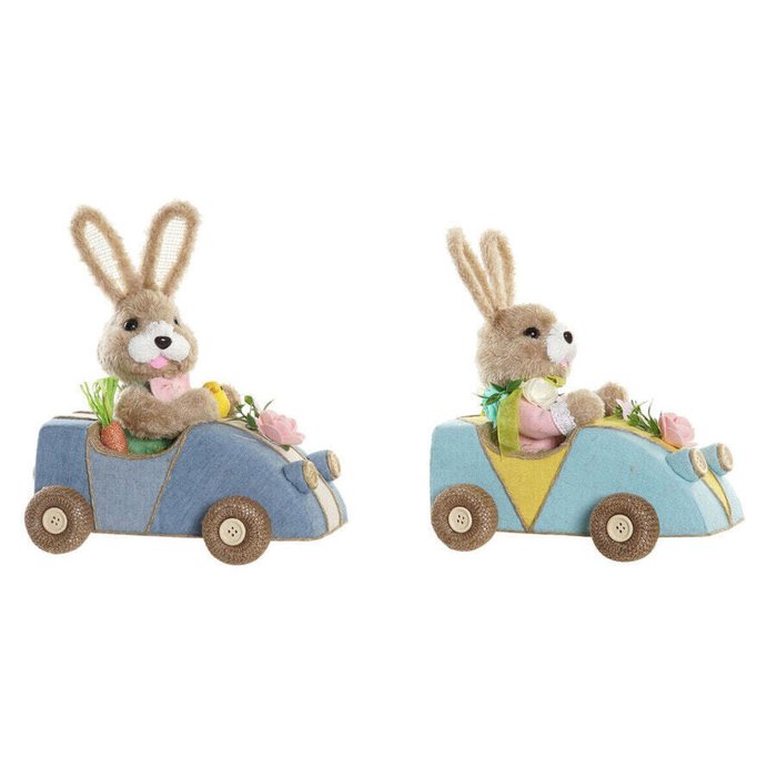 Декоративная фигура 23 x 15 x 29 cm Синий Розовый Коричневый Кролик (2 штук) Декоративная фигура 23 x 15 x 29 cm Синий Розовый Коричневый Кролик (2 штук)