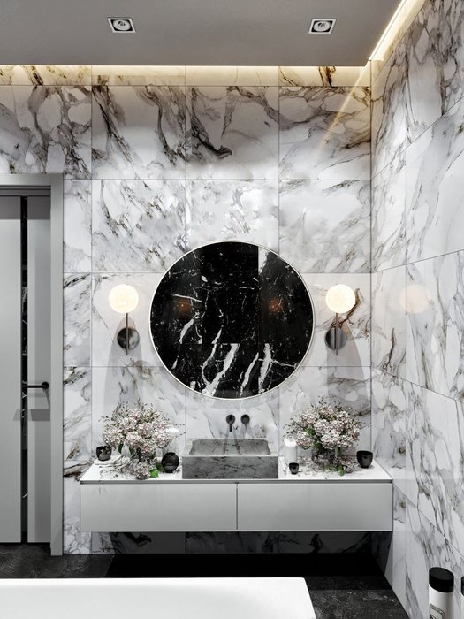 Круглое интерьерное зеркало Мinimo в декоративной раме - лучшие Настенные зеркала в INMYROOM