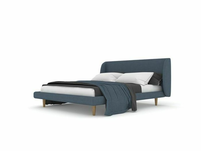 Кровать Флай 160х200 темно-синего цвета без подъемного механизма  - купить Кровати для спальни по цене 50000.0