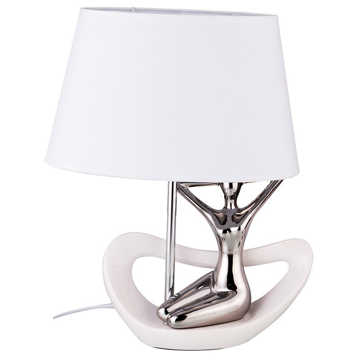 Настольная лампа с белым абажуром
