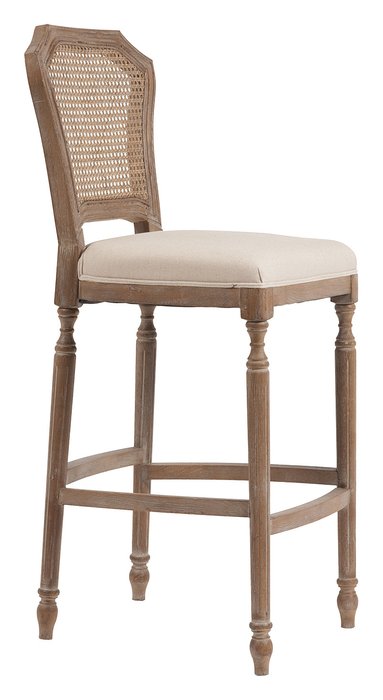 Барный стул Vintage French Nailhead Cane Back Кремовый Лен - лучшие Барные стулья в INMYROOM