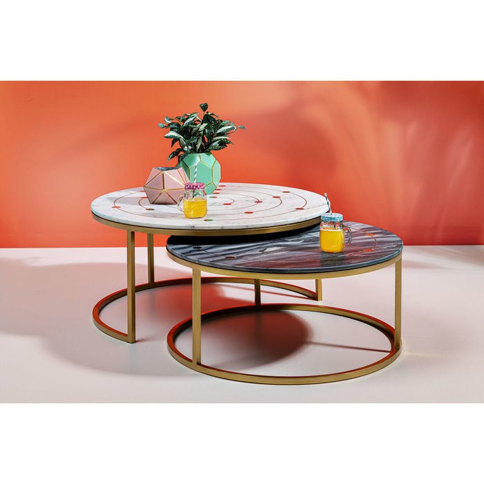 Комплект из двух столиков Mystic с мраморной столешницей - лучшие Кофейные столики в INMYROOM