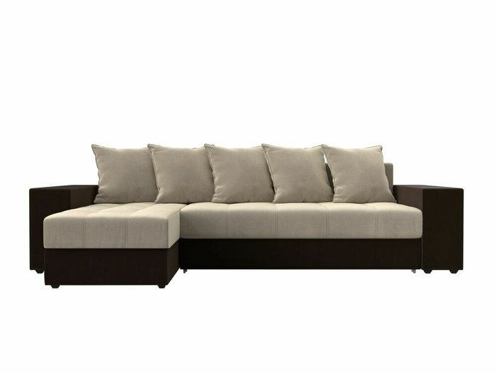Угловой диван-кровать Дубай бежево-коричневого цвета левый угол - купить Угловые диваны по цене 54999.0