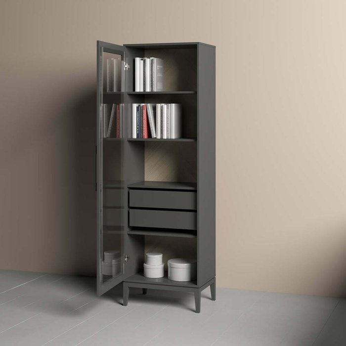 Книжный шкаф Fjord темно-серого цвета - лучшие Книжные шкафы в INMYROOM