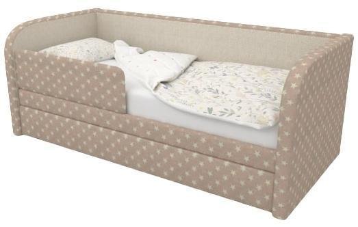 Диван-кровать Уно бежевого цвета с бортиком и бельевым ящиком