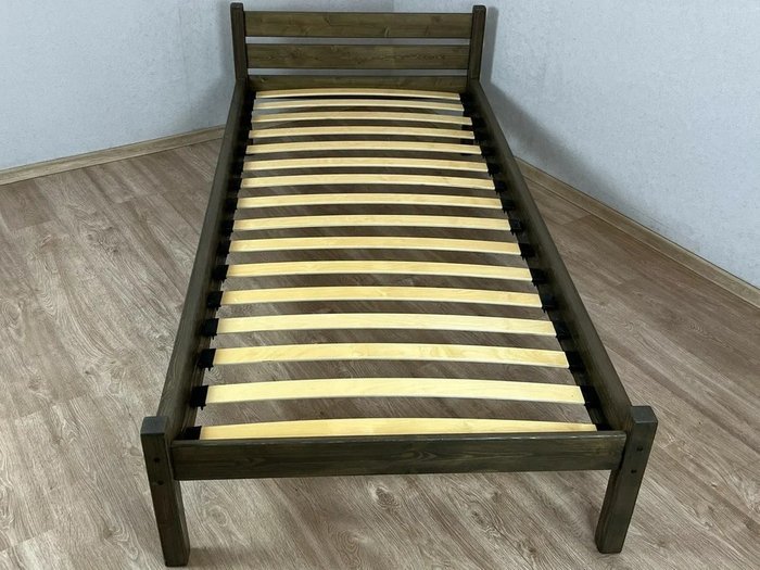 Кровать Классика сосновая с ортопедическим основанием 90х190 цвета венге - купить Кровати для спальни по цене 10789.0