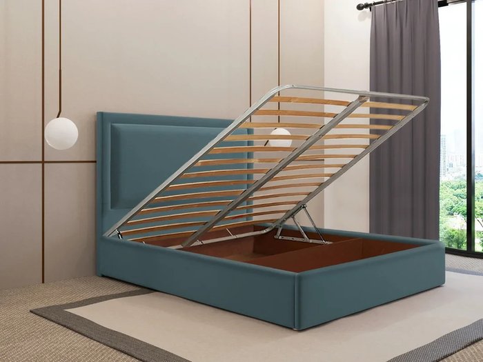 Кровать Юнит 160х200 цвета морской волны с подъемным механизмом - купить Кровати для спальни по цене 38730.0