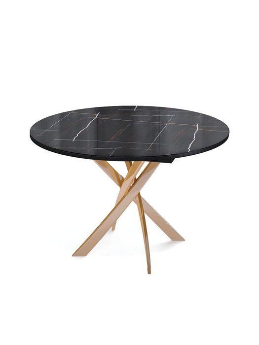 Раздвижной обеденный стол R1100 черно-золотого цвета