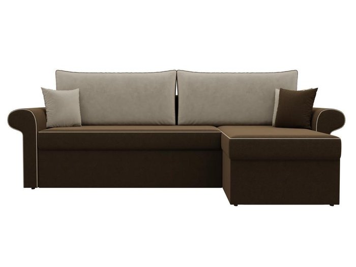 Угловой диван-кровать Милфорд бежево-коричневого цвета правый угол - купить Угловые диваны по цене 43990.0