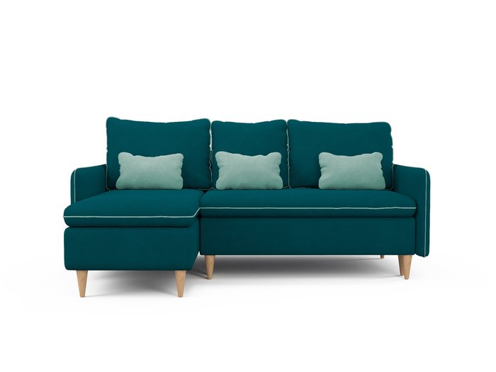Угловой диван-кровать левый Ron сине-зеленого цвета
