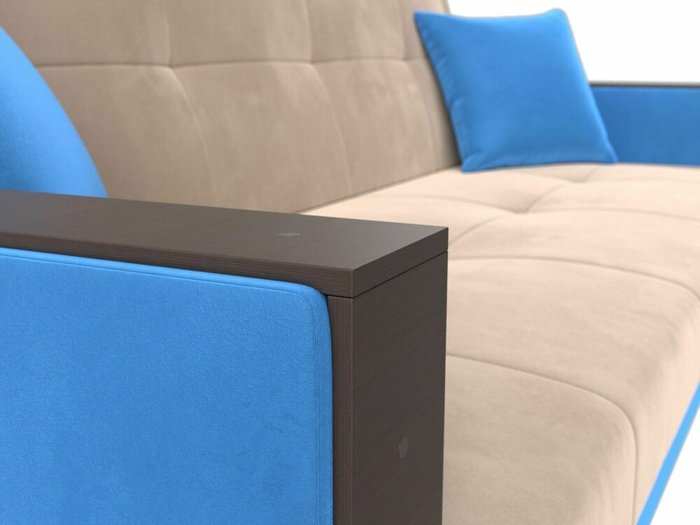 Прямой диван-кровать Валенсия бежево-голубого цвета - лучшие Прямые диваны в INMYROOM