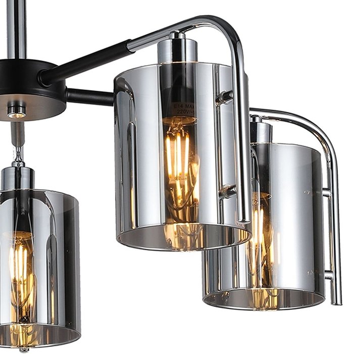 Люстра на штанге Elegant 671/5P Chrome (стекло, цвет дымчатый) - лучшие Подвесные люстры в INMYROOM Люстра на штанге Elegant 671/5P Chrome (стекло, цвет дымчатый) - лучшие Подвесные люстры в INMYROOM