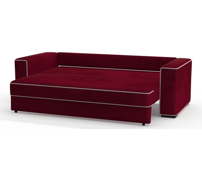 Диван-кровать Аваллон в обивке из велюра бордового цвета - лучшие Прямые диваны в INMYROOM